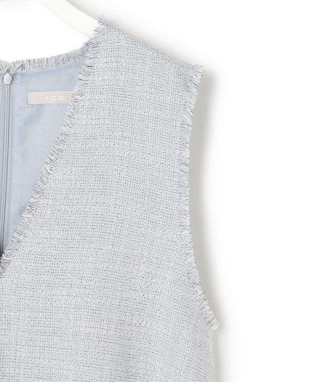 ICB ライトスラブツイード Vネックジレ ライトデニムミックス