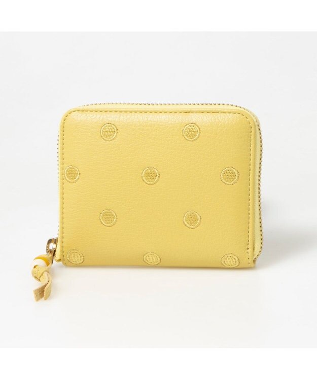 UNBILLION ペルケ perche / ドット刺繍ラウンドパームフィットウォレット イエロードット