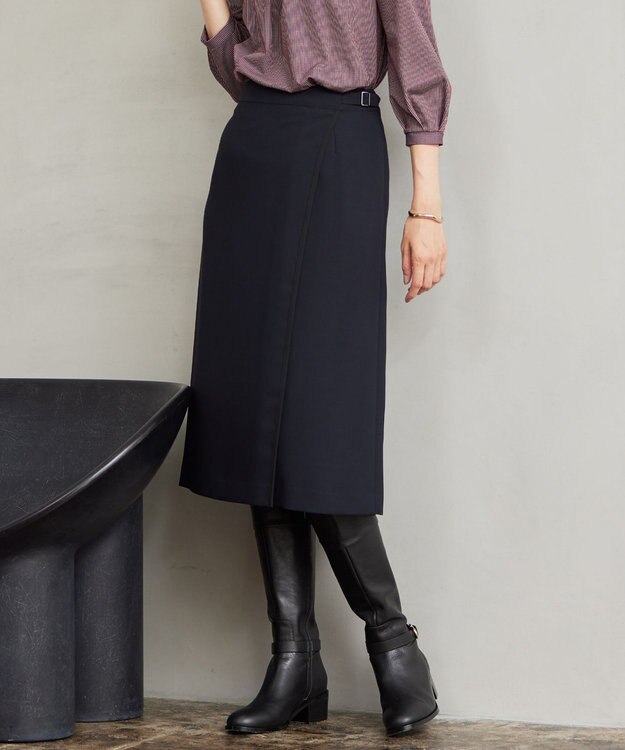 J.PRESS LADIES 【洗える】RELAXIONツイル スカート ネイビー系