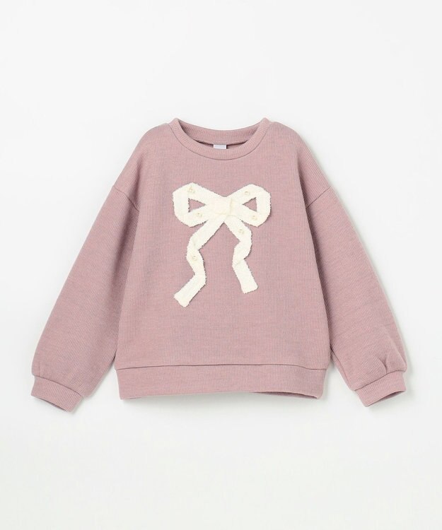 ANY KIDS リボン ニットソー トレーナー ピンク