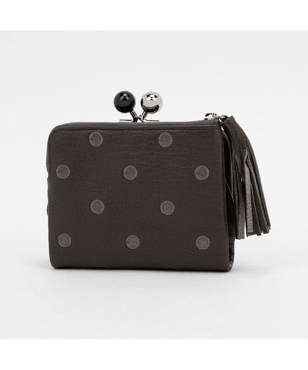 UNBILLION ペルケ perche / アクリル玉がま口2つ折り財布 ダークグレードット