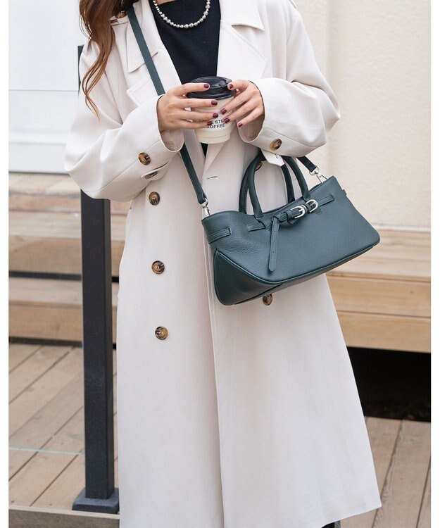 style code [Lyrss/リルス] 牛革 トートバッグ ダークグリーン