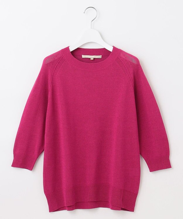 自由区 【洗える・XSサイズあり】ペーパーコットンアセテート  ニット ピンク系