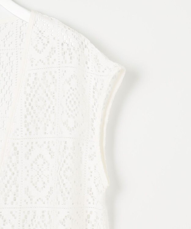 Feroux 【洗える】ヴィンテージレースロング ジレ ホワイト系