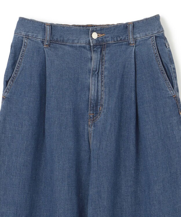 UNFILO L UNFILO DENIM LIGHT タックワイドパンツ ブルー