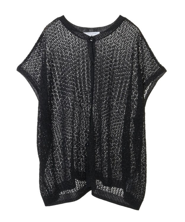 Green Parks 透かし柄ポンチョニットカーディガン Black