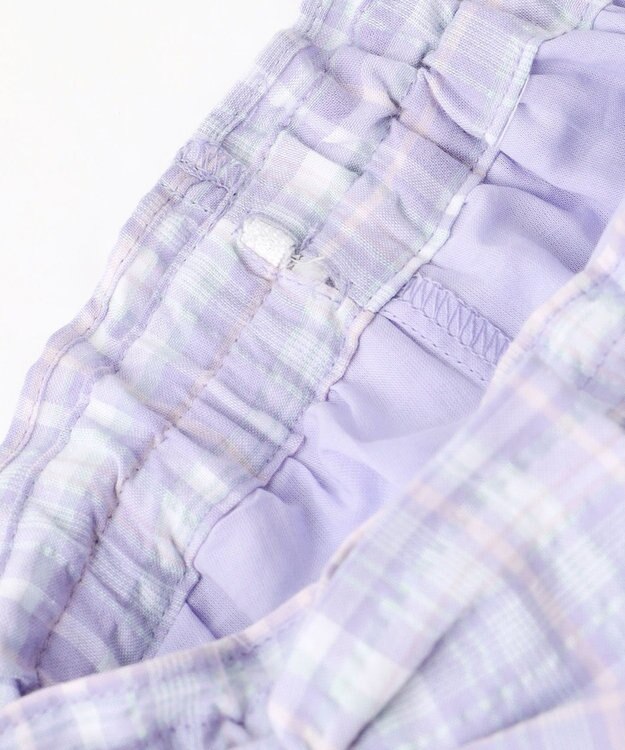 ANY KIDS チェック柄 ショート パンツ ラベンダー系チェック