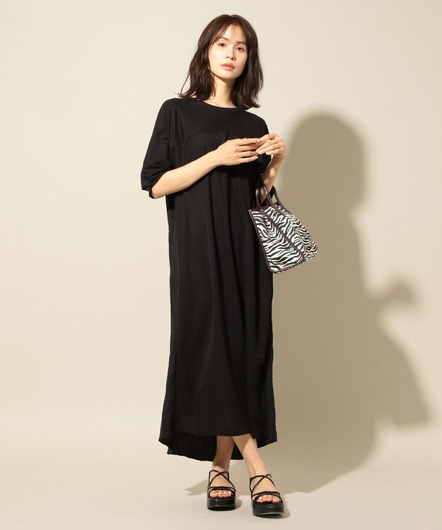 ANY ワッシャーコンビワンピース ブラック系