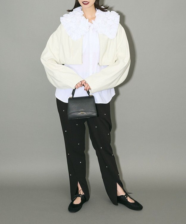 Green Parks ビジューテーパードパンツ Black