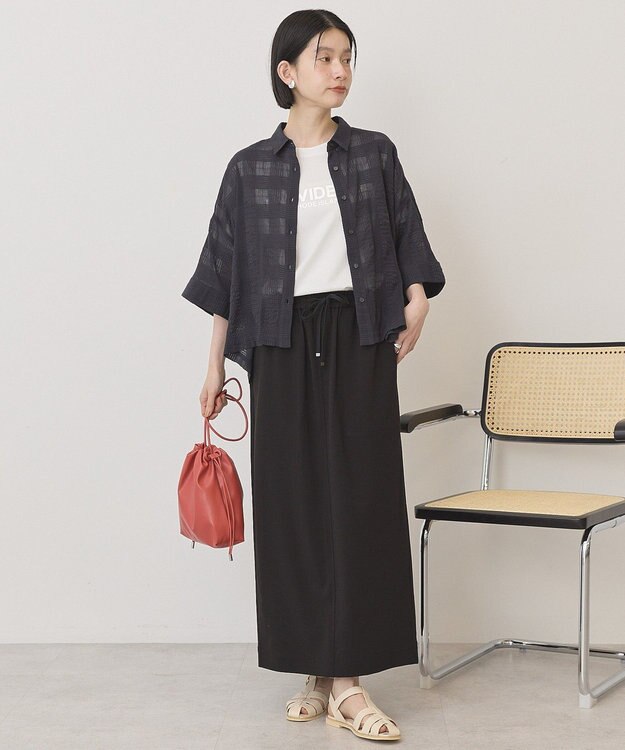 AMERICAN HOLIC シアーチェックショート丈シャツ Black