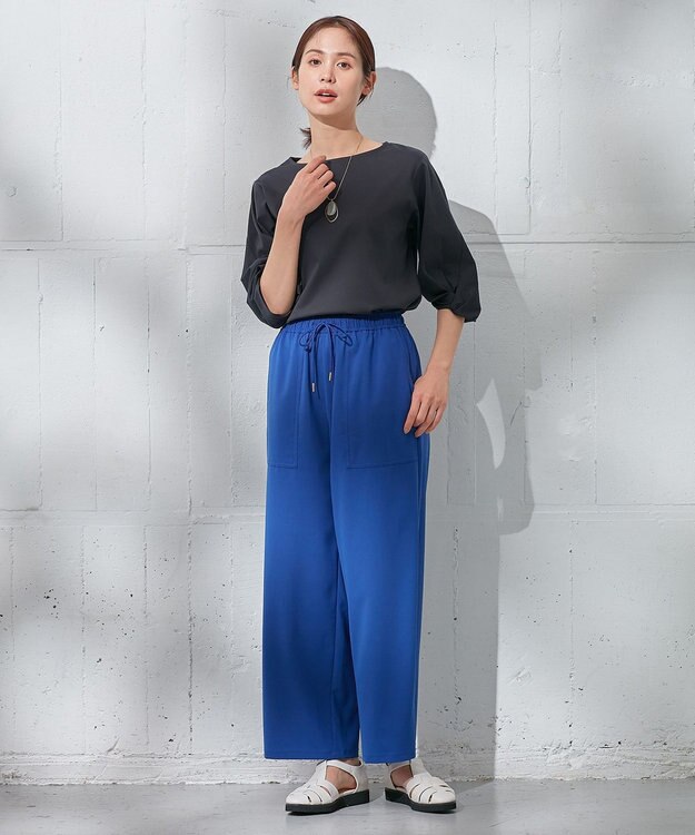 ANY 【接触冷感】シルケットスムース ツイストスリーブトップス チャコール