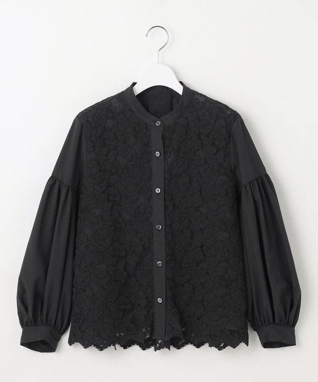 自由区 【SHIHOさん着用】レースブロッキング ブラウス ブラック