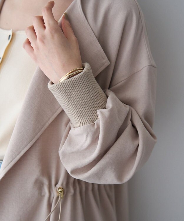 YECCA VECCA ノーカラーラペルロングコート Gray Beige