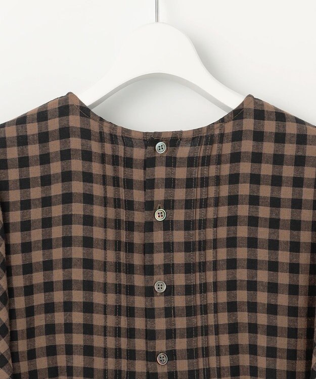 23区 S 【SLOW/一部店舗限定】ブライトリネン デザイン ブラウス ブラウンチェック