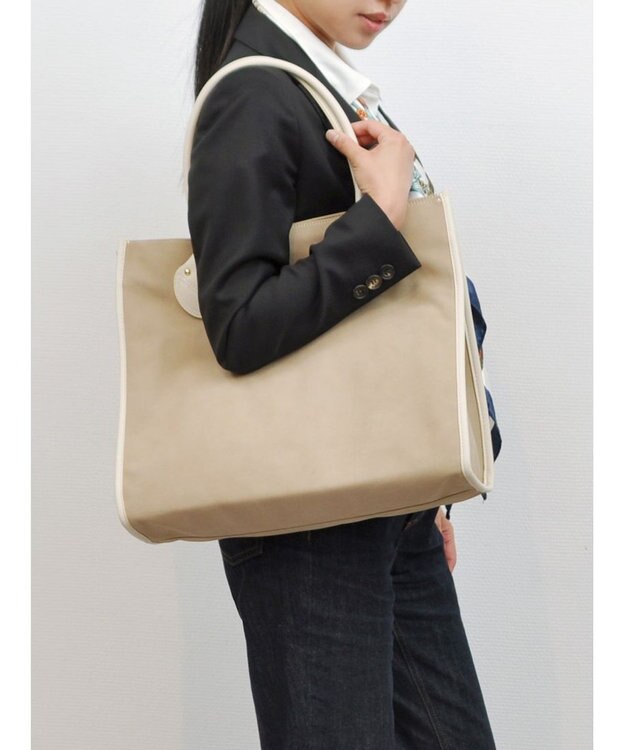 UNBILLION cachecache 丸手根革スクエアトートバッグ LBE