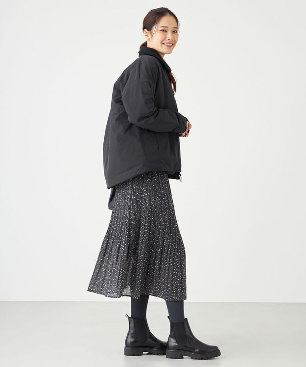 SHARE PARK LADIES レオパードプリーツスカート ライトグレー系5