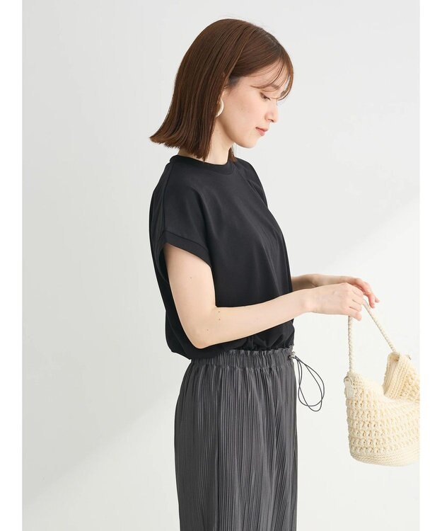 Green Parks プリーツドッキングフレンチワンピース Dark Gray