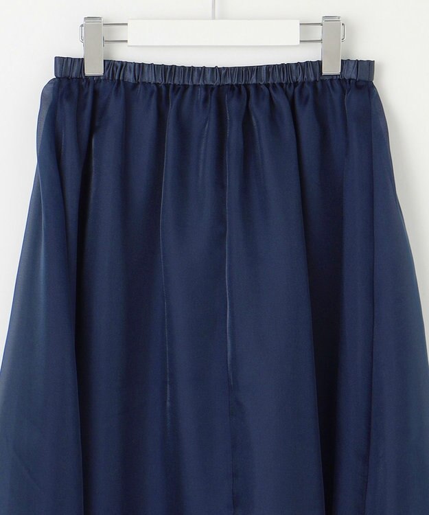 Feroux 【洗える】シアーギャザーフレア スカート ネイビー系