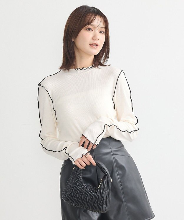 earth music&ecology メローハイネックプルオーバー Ivory