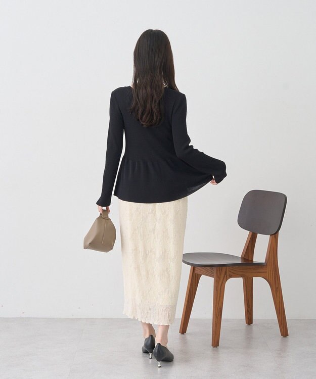 earth music&ecology 【接触冷感】ペプラムニットカーディガン Black