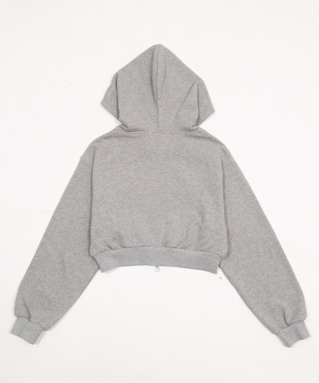 WEGO グラフィックショートZIPパーカー 杢グレー