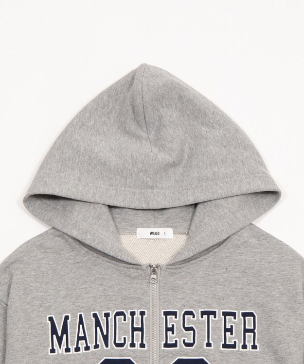 WEGO グラフィックショートZIPパーカー 杢グレー