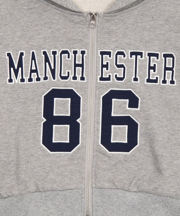 WEGO グラフィックショートZIPパーカー 杢グレー