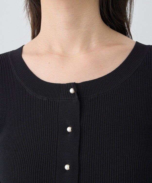 earth music&ecology 【接触冷感】ペプラムニットカーディガン Black