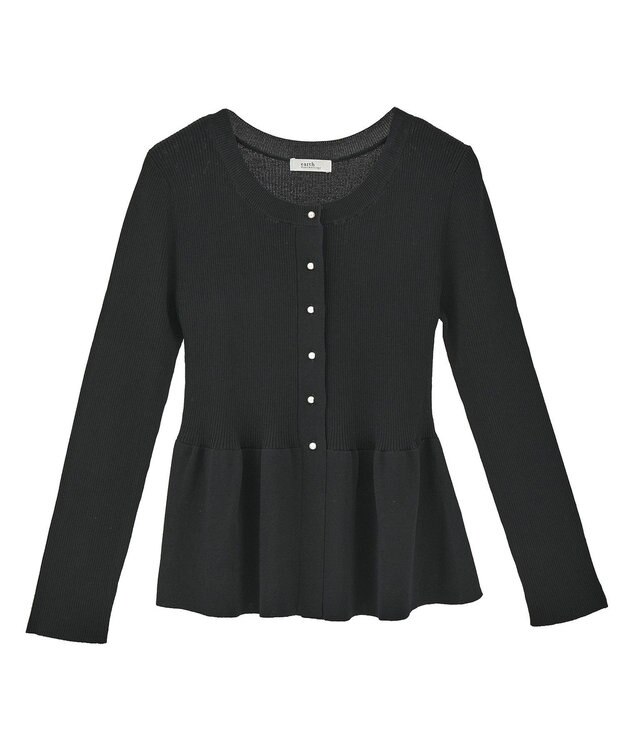 earth music&ecology 【接触冷感】ペプラムニットカーディガン Black