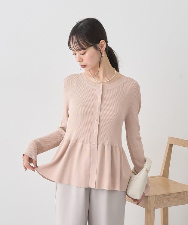 earth music&ecology 【接触冷感】ペプラムニットカーディガン Pink