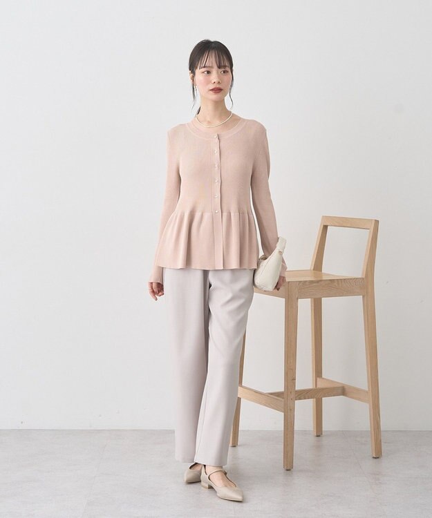 earth music&ecology 【接触冷感】ペプラムニットカーディガン Pink