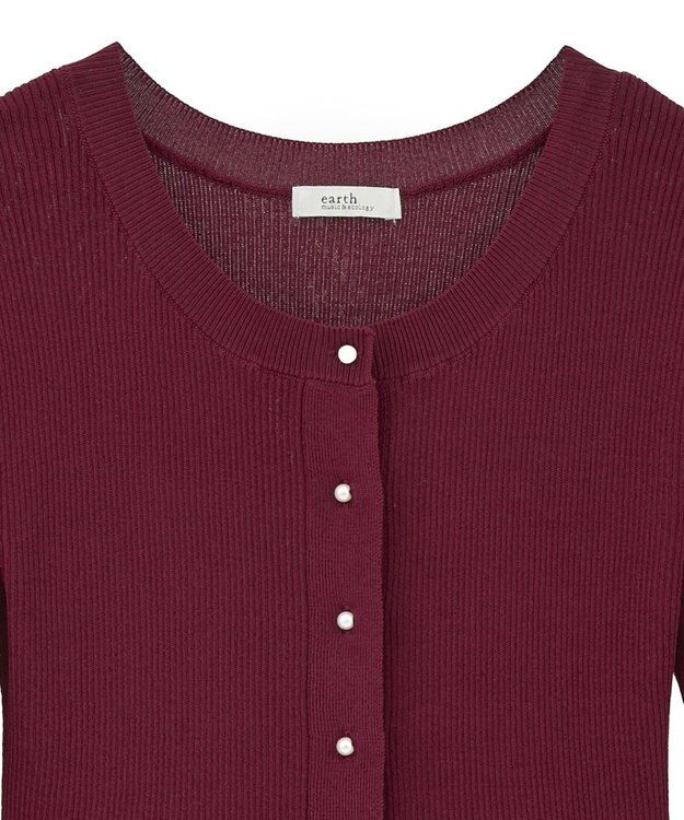earth music&ecology 【接触冷感】ペプラムニットカーディガン Bordeaux