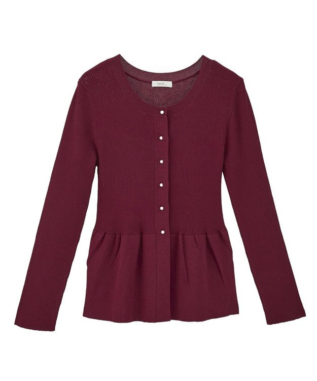 earth music&ecology 【接触冷感】ペプラムニットカーディガン Bordeaux