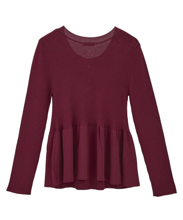 earth music&ecology 【接触冷感】ペプラムニットカーディガン Bordeaux