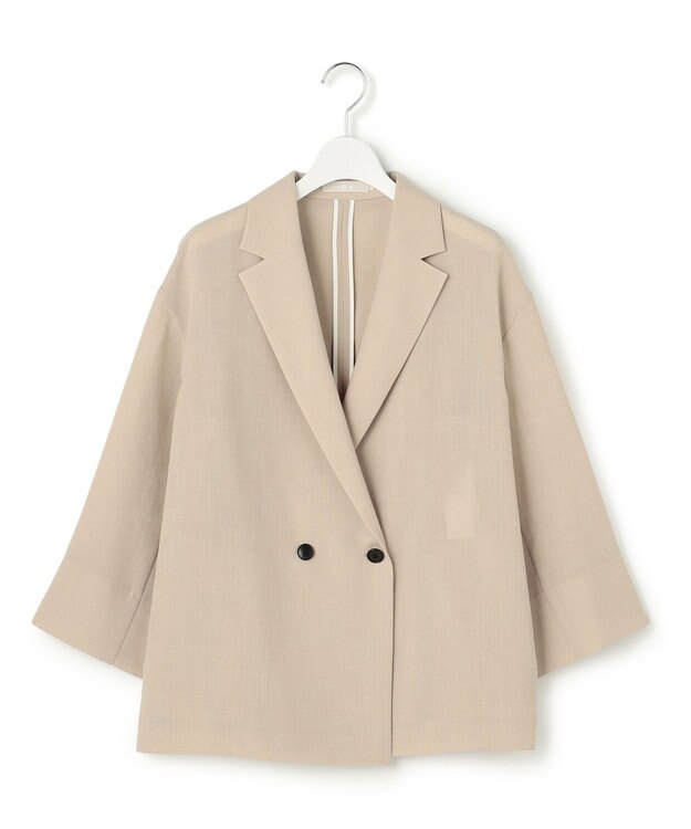 ICB ドライアセテートスラブ 8分袖ジャケット サンドベージュ