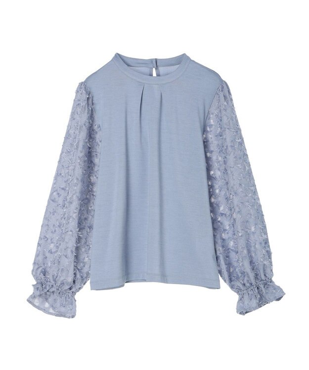 Green Parks 袖ジャガードドッキングプルオーバー Sax