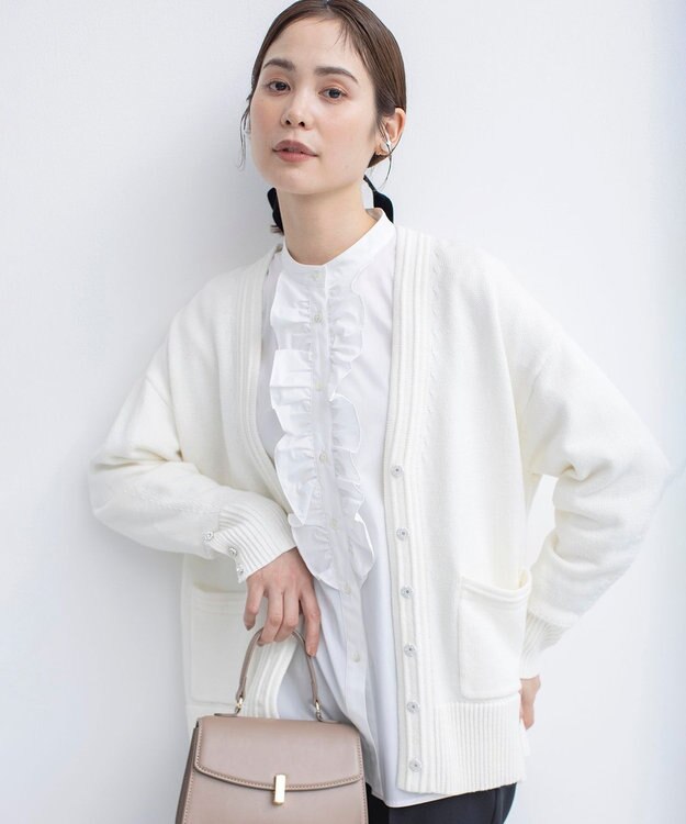 組曲 【WEB限定】SOBANEラメカーディガン パールホワイト系