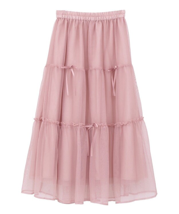 earth music&ecology リボンチュールティアードスカート Pink