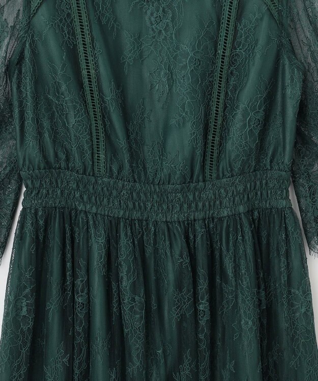 ANY SIS 【洗える】パネルレース ドレス ダークグリーン