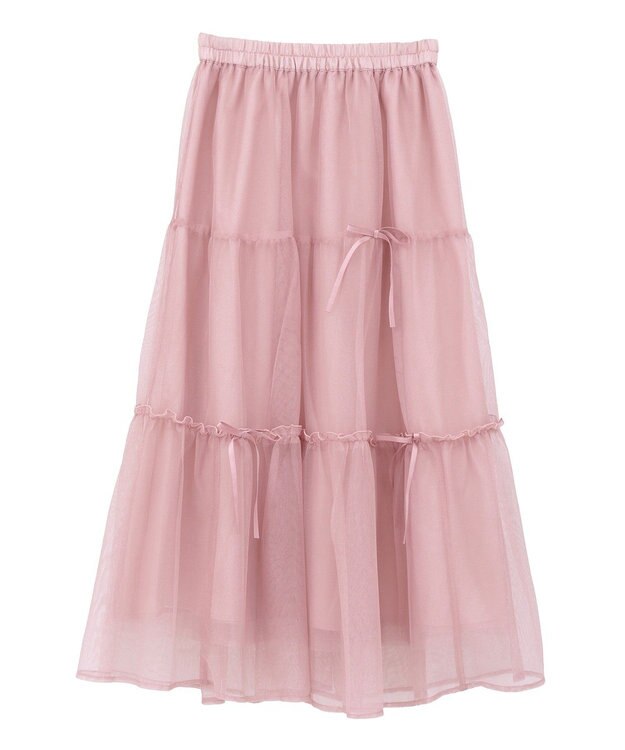 earth music&ecology リボンチュールティアードスカート Pink