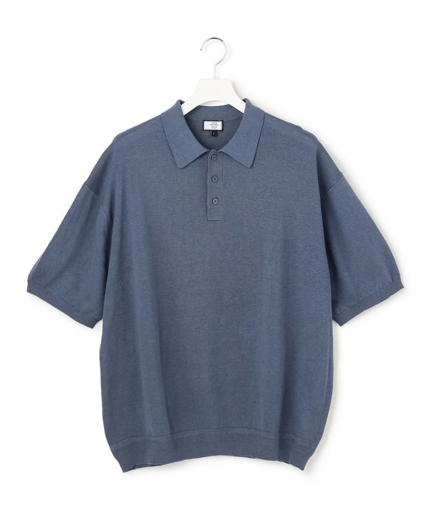 J.PRESS YORK STREET 【UNISEX】ベーシック ニットポロシャツ ダルブルー系
