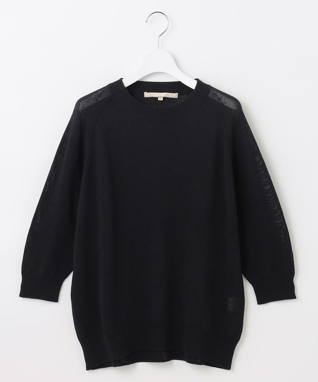 自由区 【洗える・XSサイズあり】ペーパーコットンアセテート  ニット ネイビー系