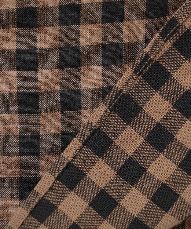 23区 【SLOW/一部店舗限定】ブライトリネン デザイン ブラウス ブラウンチェック