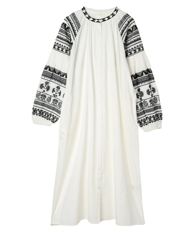 AMERICAN HOLIC インドコットン袖刺繍ワンピース Off White
