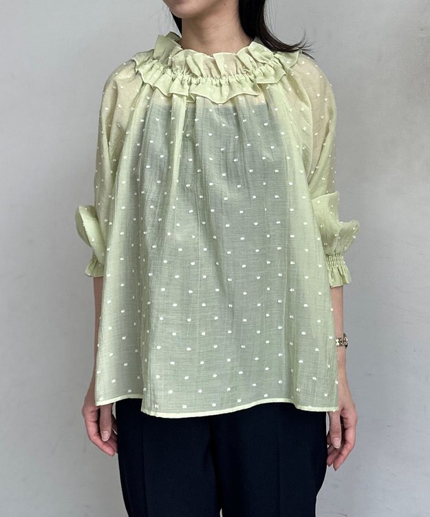 組曲 S 【Flower Collection】フラワードット ブラウス ライム×イエロー系