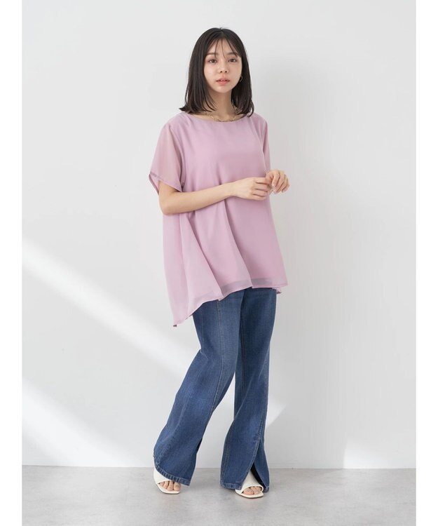 earth music&ecology シアードッキングＡラインチュニック Pink