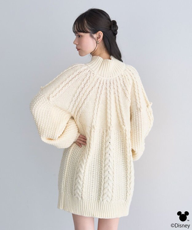 earth music&ecology 【予約】Disney/ポイントミッキーケーブルニット アイボリー