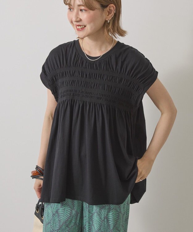 AMERICAN HOLIC シャーリング半袖フレアプルオーバー Black