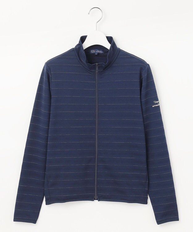 23区GOLF 【WOMEN】便利なUV羽織！【吸水速乾/UVカット】ラメボーダージャージ ネイビー系