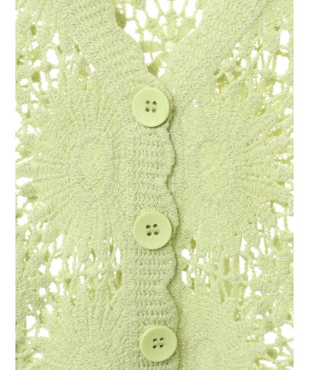 earth music&ecology クロシェ風カーディガン Lime Green